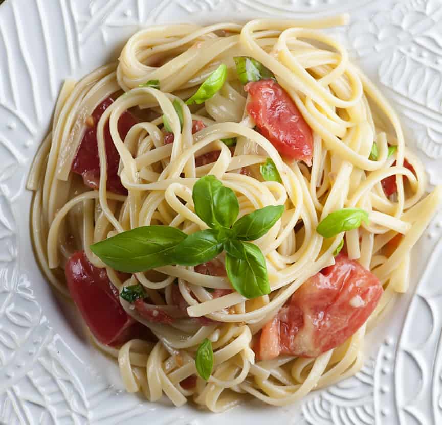 Pasta with Brie and Tomatoes - Framed Cooks