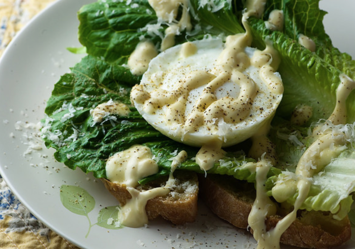 Caesar Salad with Poached Egg Framed Cooks