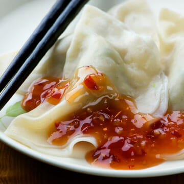 pork dumplings with ginger sauce