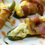 Jalapeno poppers on a plate.