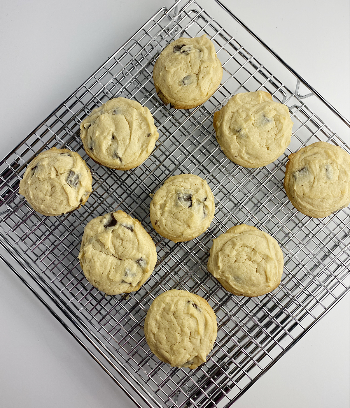 Blue Dory Cookies cooling on a rack.