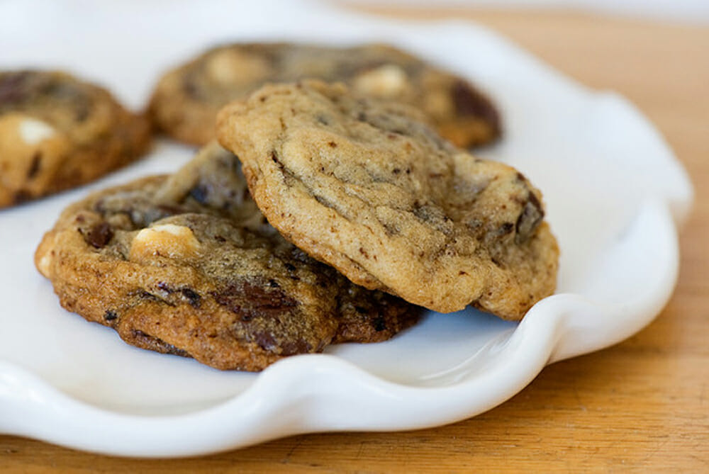 Mocha Chocolate Chip Cookies on a plate.