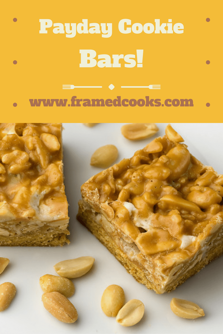 If you love Payday candy bars, here's a Payday cookie bars version just for you! This easy recipe is full of peanut butter and marshmallow deliciousness!
