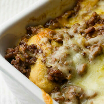 Barbecue Casserole in a casserole dish.