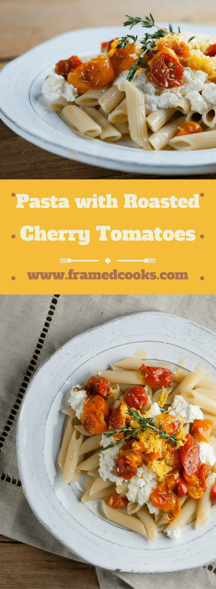 This easy recipe for penne with roasted tomatoes and fresh ricotta gives a whole new meaning to pasta with tomato sauce! Simple and delicious.