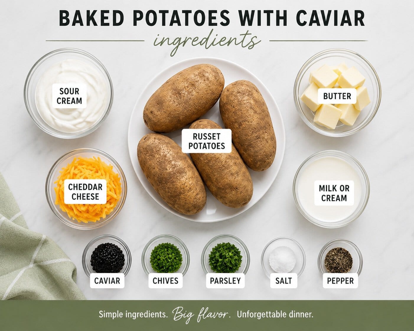 Caviar baked potatoes ingredients.