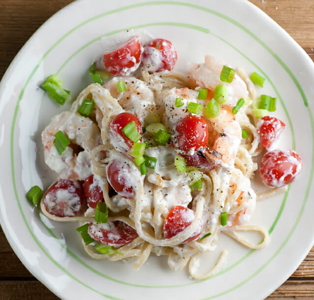 Pasta with Shrimp and Feta Cheese Sauce - Framed Cooks