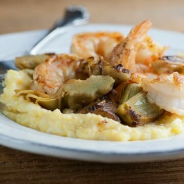 shrimp and grits with artichokes