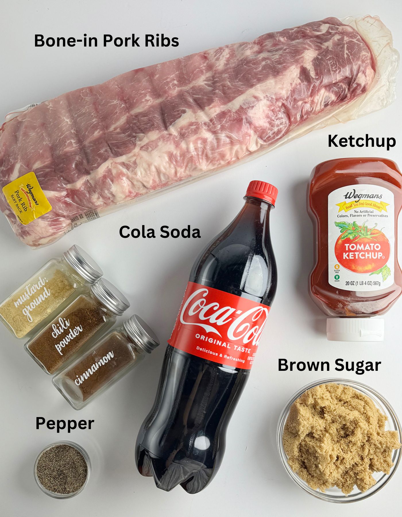Ingredients needed for Coca Cola Ribs.