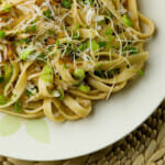 Easy spicy coconut noodles oon a plate.