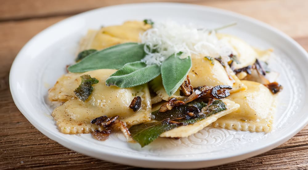 ravioli with brown butter and sage