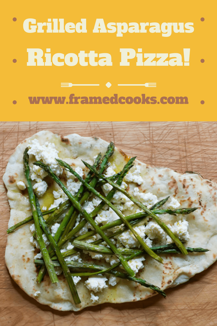 This easy recipe for grilled asparagus ricotta pizza is the perfect way to get some greens into your barbecue suppers! Creamy ricotta makes this just perfect.