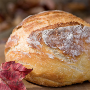 A loaf of almost no knead bread.