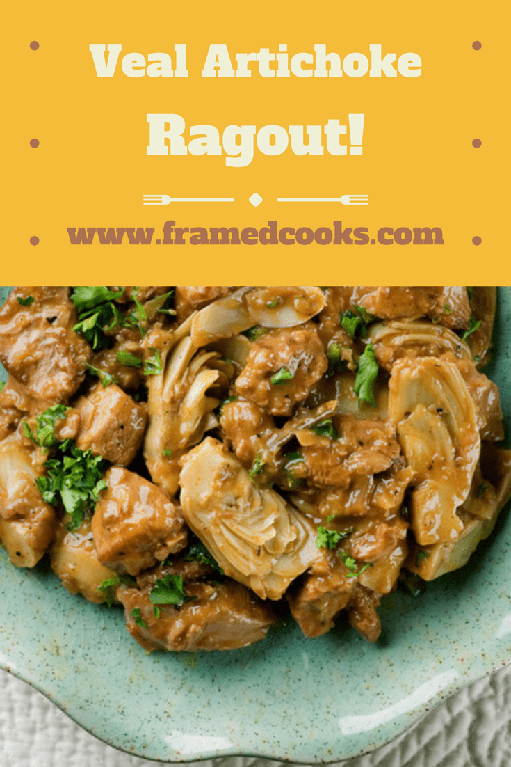 This recipe for velvety delicious veal artichoke ragout is a perfect winter supper! Elegant and easy and oh so flavorful.