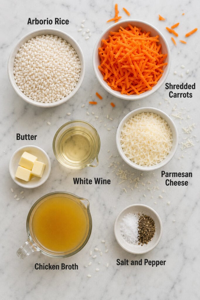 Carrot Risotto Ingredients.