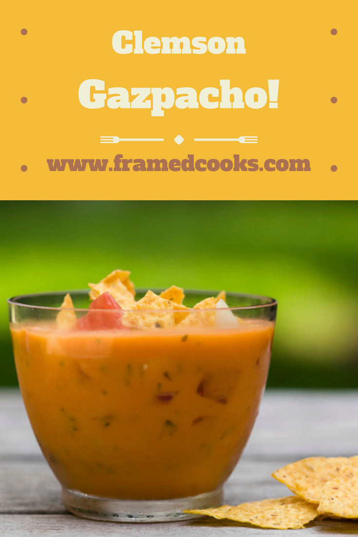 No matter what team you root for, you are going to love this cool orange Clemson gazpacho soup. Full of veggies and a secret ingredient!