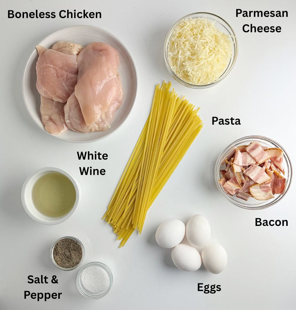 Chicken Carbonara ingredients. 