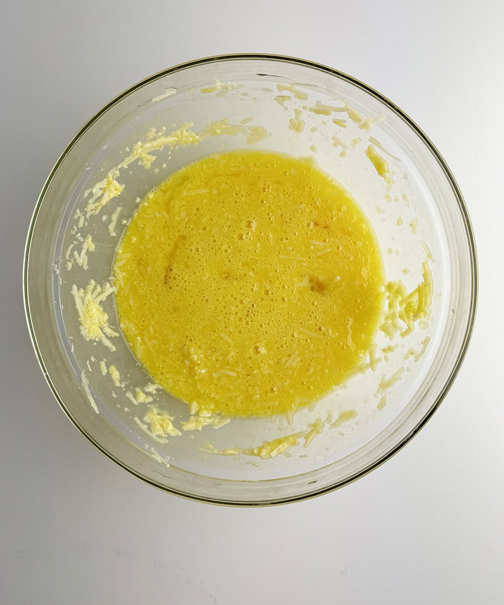 Egg mixture in a bowl.