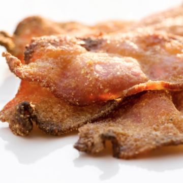 Brown sugar bacon on a platter.