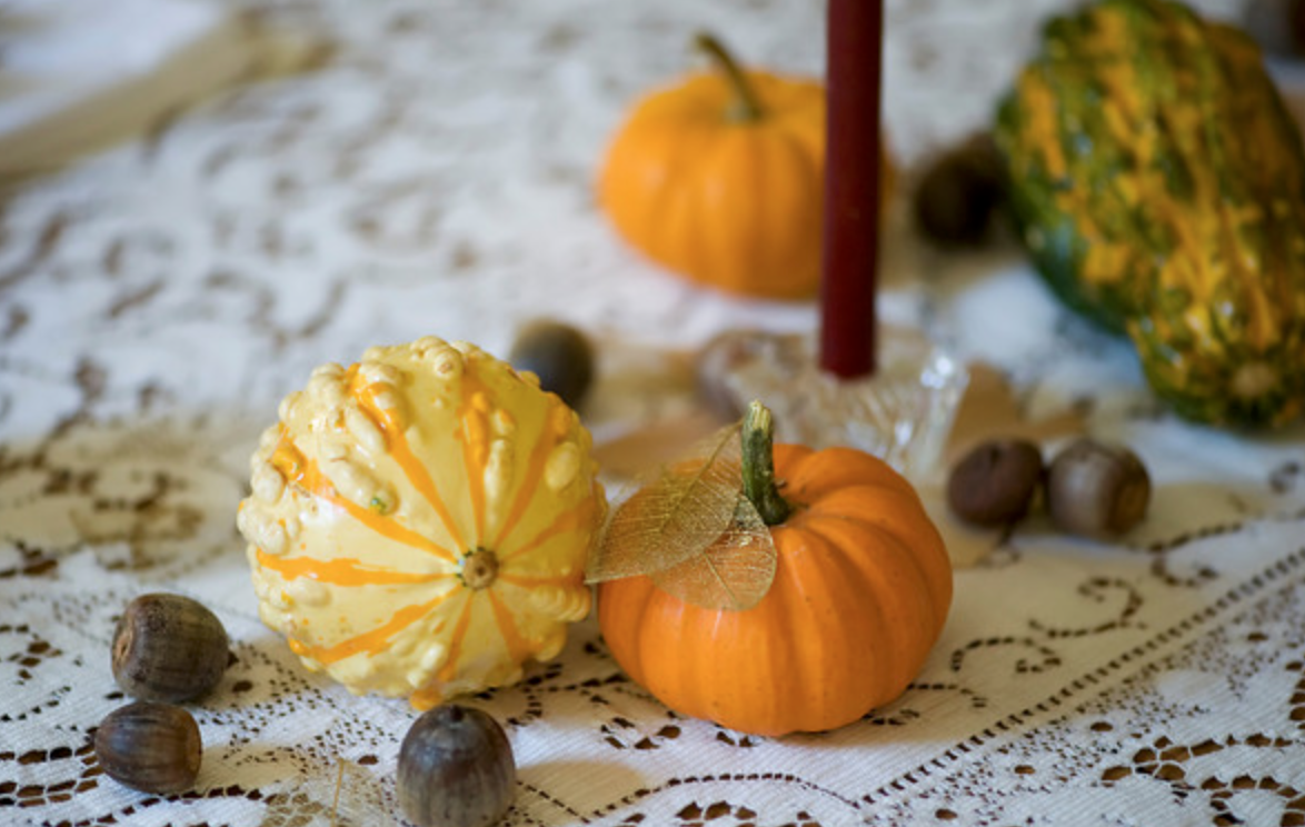 Thanksgiving table decorations.