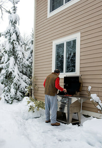 grilling in the snow