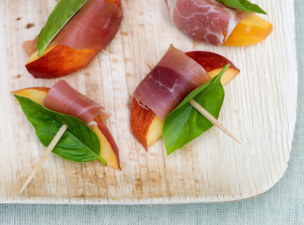 Spiced Peaches with Serrano Ham and Basil