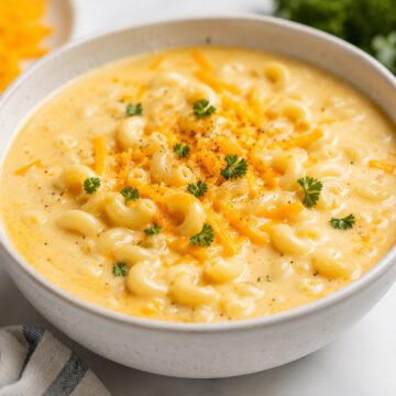 Macaroni and cheese soup.