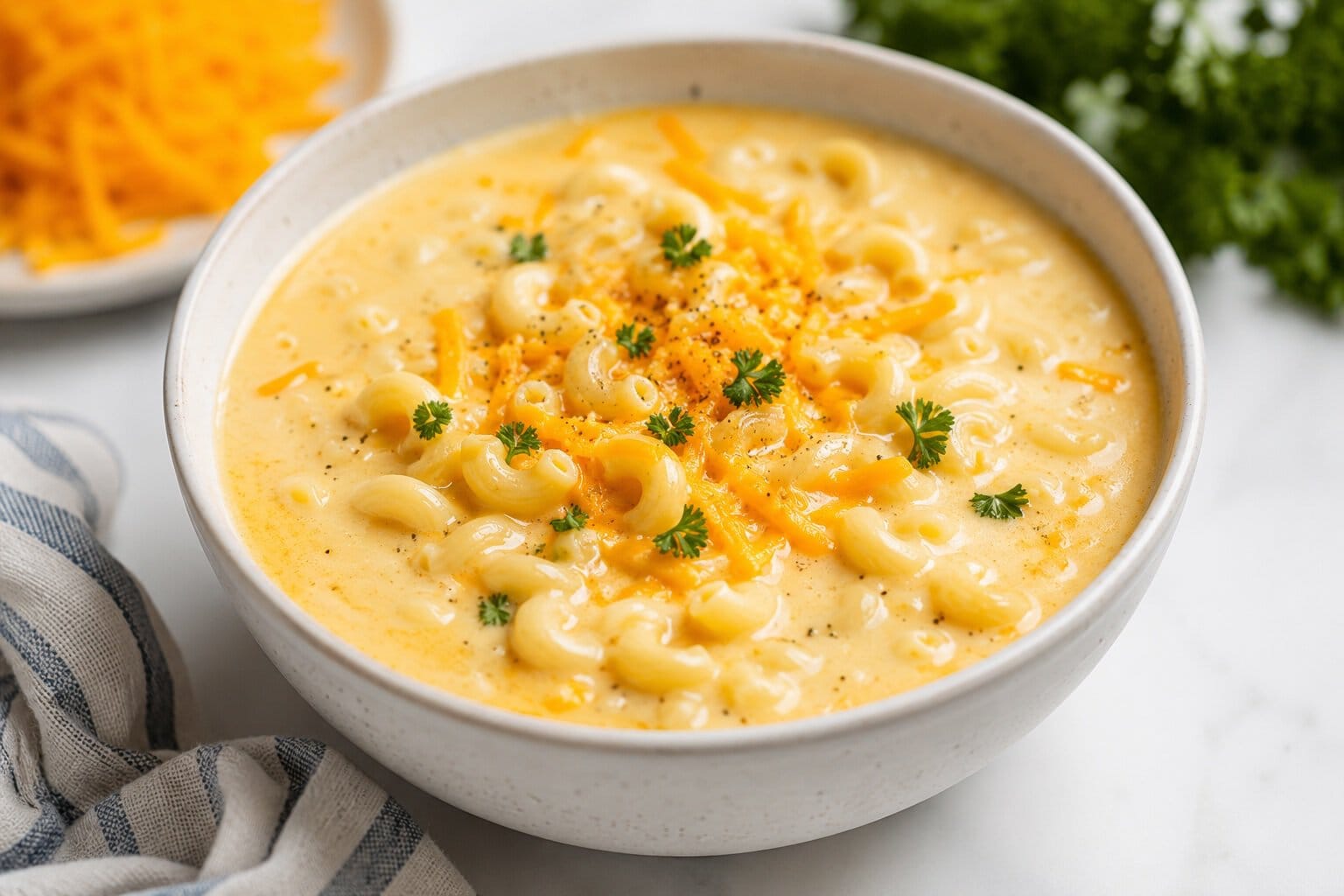 Macaroni and cheese soup.