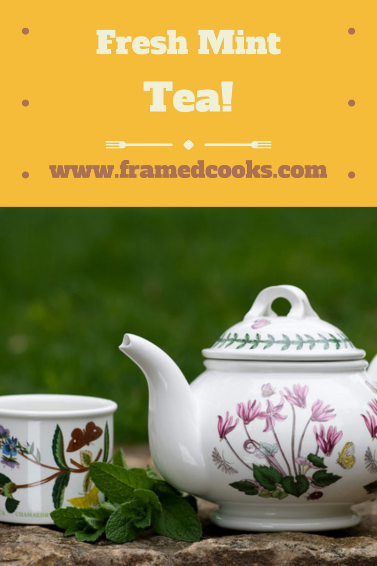 Mint tea made with fresh mint and hot water, in your teacup in five minutes!