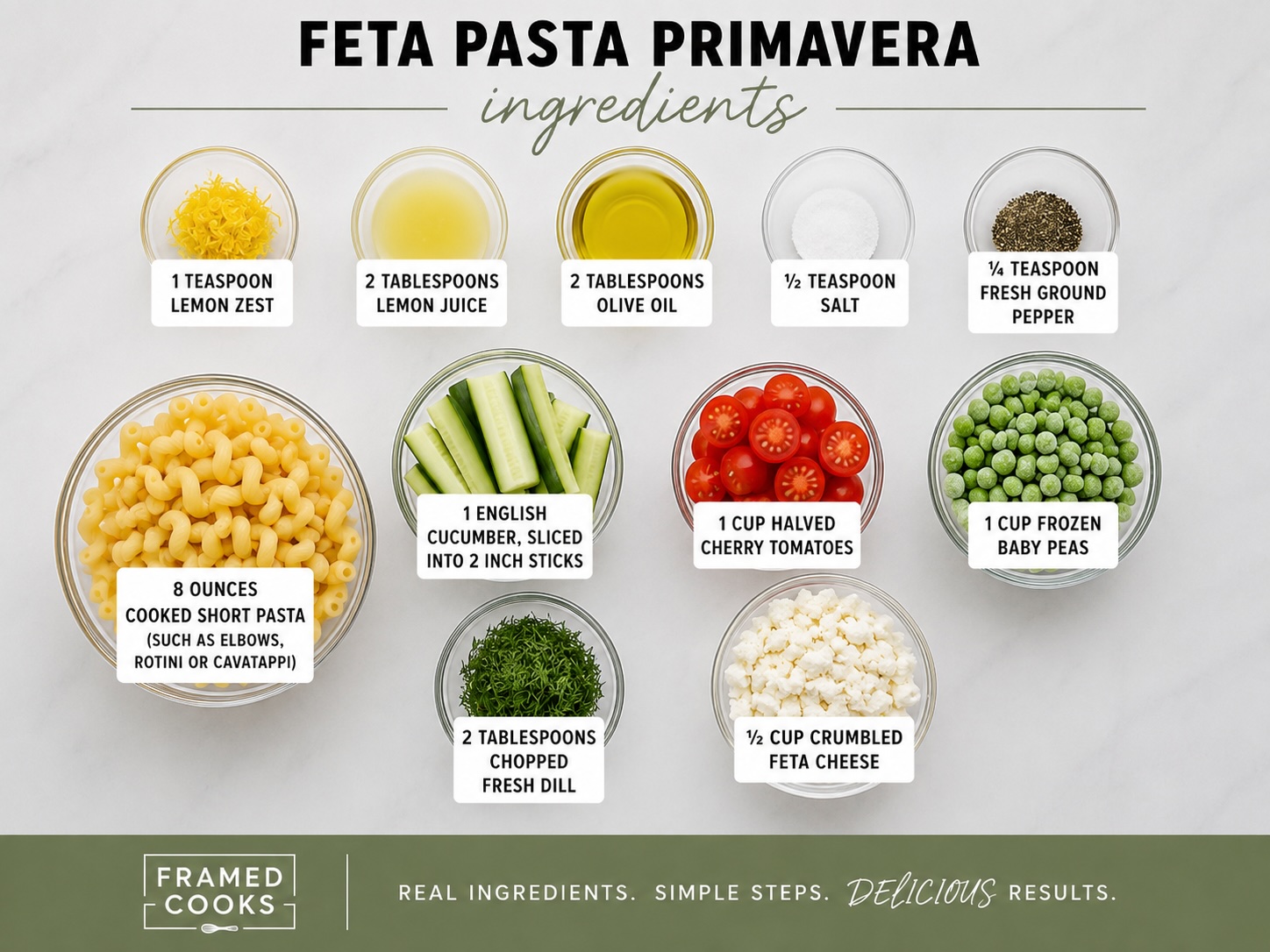 Feta Pasta Primavera Ingredients.