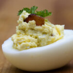 Stuffed bacon blue cheese deviled egg.