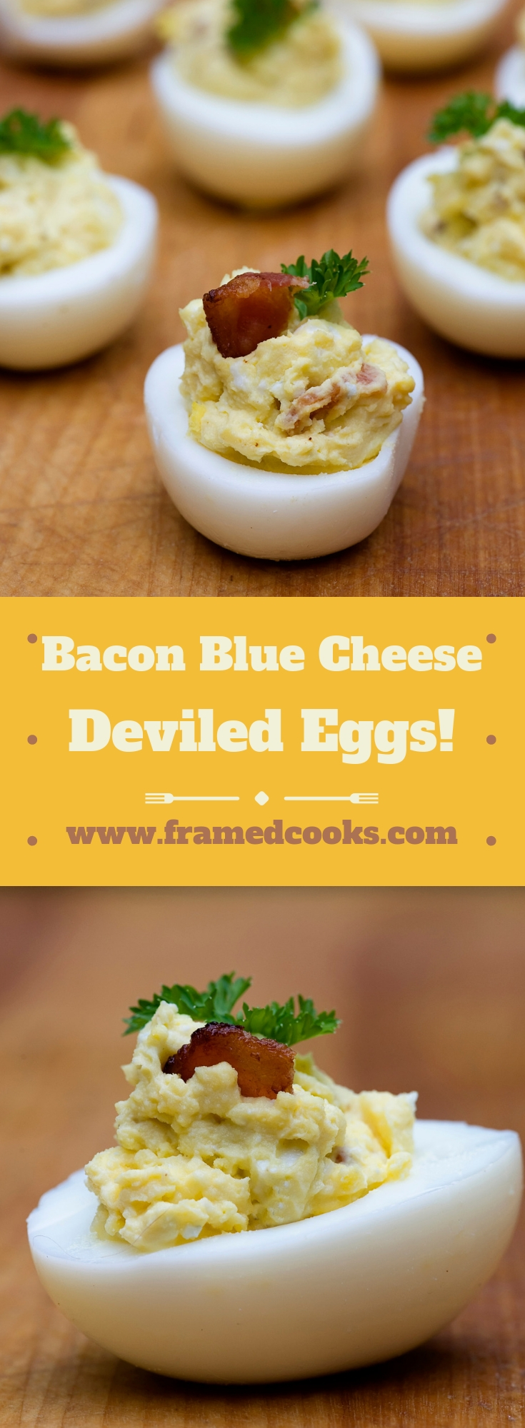 Add some bacon and blue cheese to your next batch of deviled eggs to make them positively heavenly! Bacon blue cheese deviled eggs - the best!
