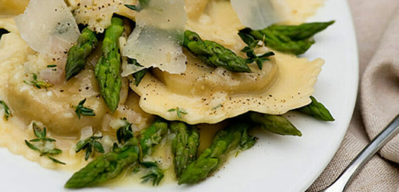 ravioli with white wine butter sauce