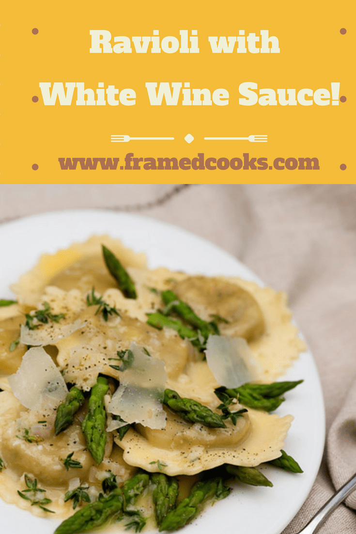 This recipe for ravioli with white wine butter sauce shows how fresh ravioli is perfect with a delicate sauce and some tender asparagus tips.