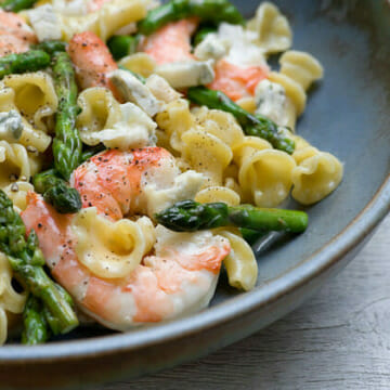 Warm Shrimp and Blue Cheese Pasta Salad