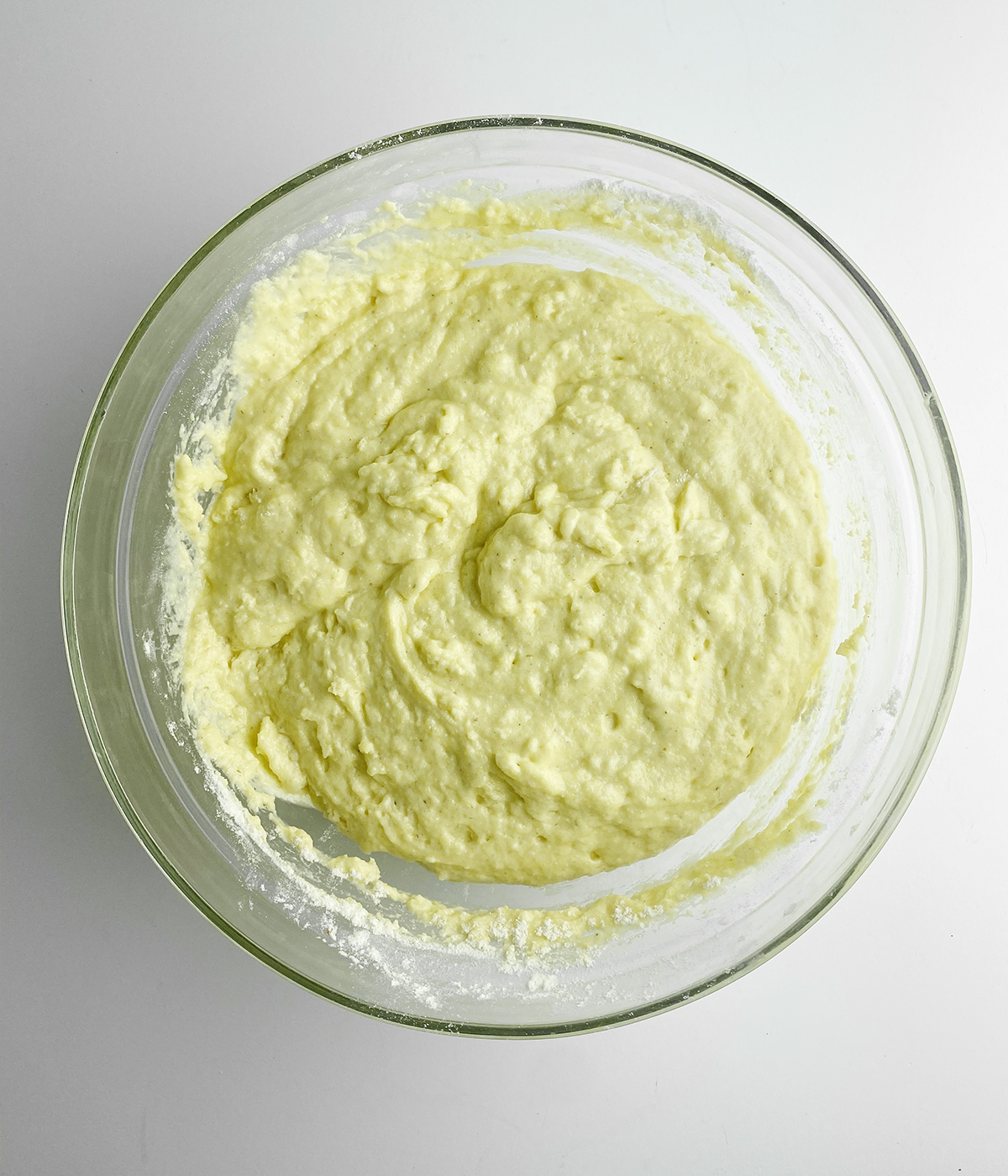 Buttermilk Cornmeal Pancake Batter in a bowl.