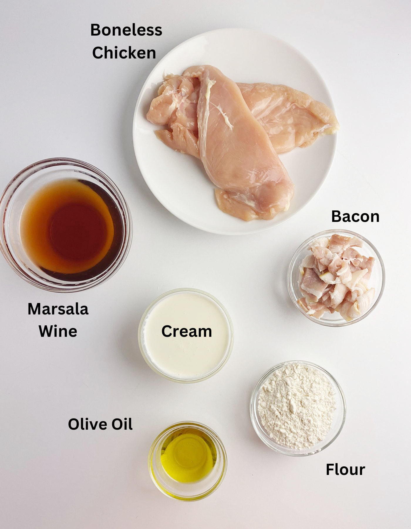 Creamy Chicken Marsala recipe ingredients.