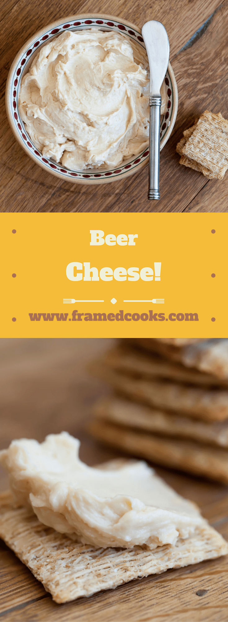 This spreadable beer cheese is a quick and easy combo of cheddar cheese and your favorite beer, and will soon be a regular guest at all your parties!