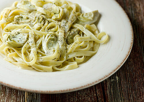 Fettuccine with Blue Cheese and Artichoke Sauce