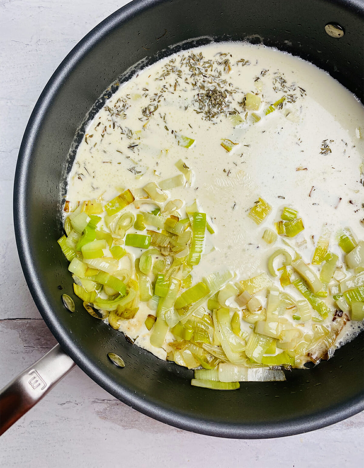 pasta with leeks and bacon step 1