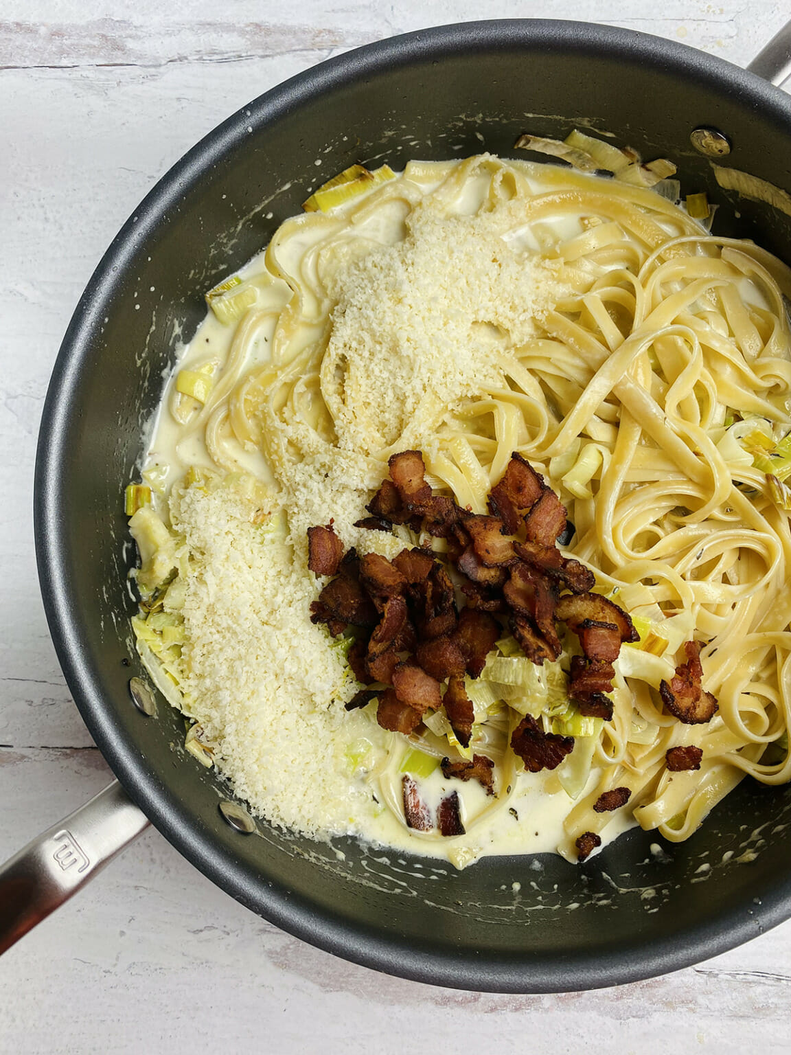 Pasta with Leeks and Bacon Framed Cooks