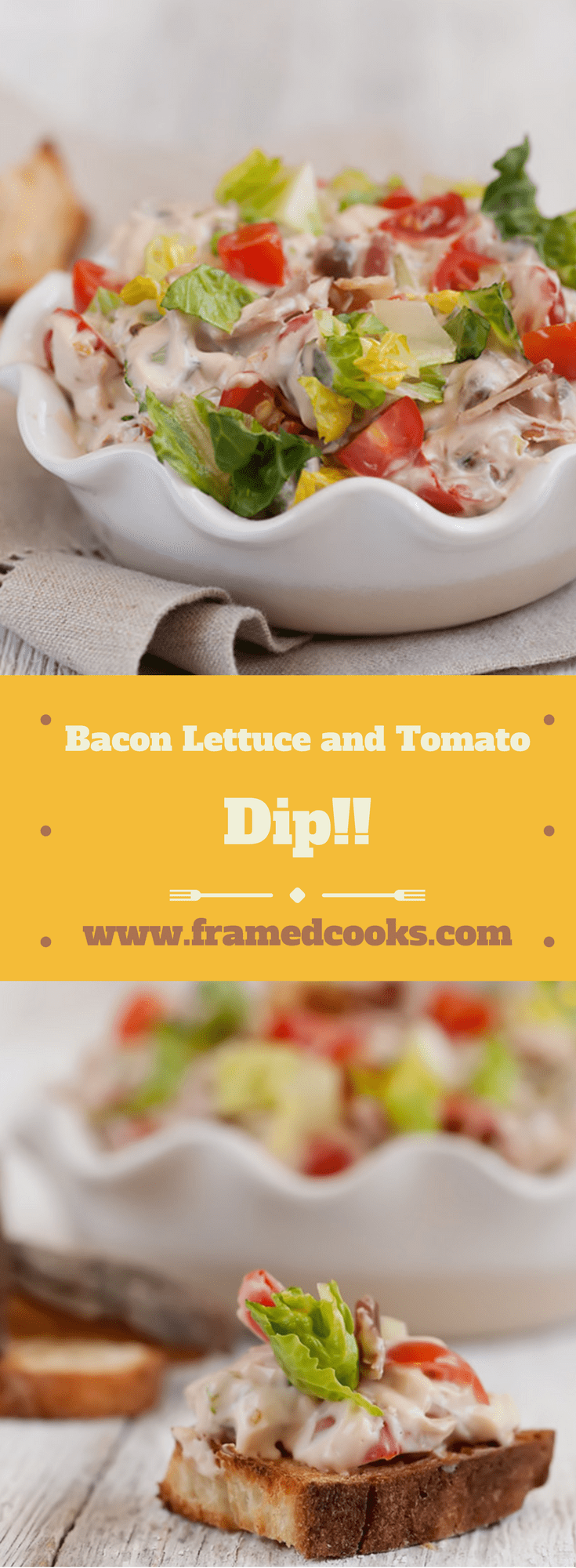 This fast and hearty dip combines all the elements of your favorite bacon lettuce and tomato sandwich in easy scoopable and spreadable form!
