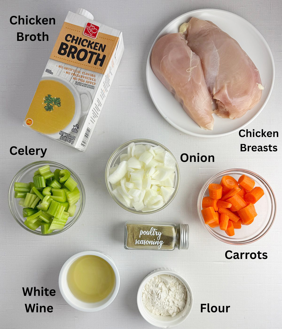 Chicken and Dumplings ingredients.