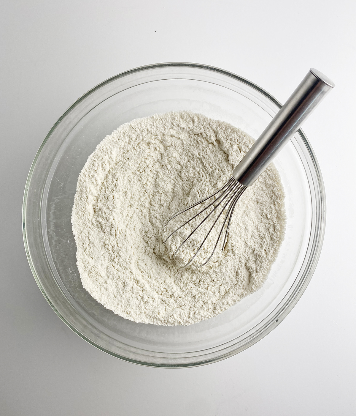 Flour mixture in a mixing bowl.
