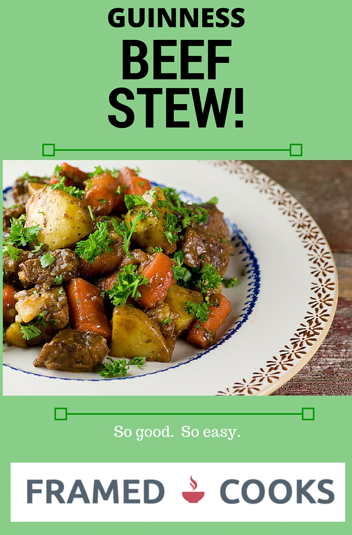 Beef stew gets a touch of the Irish when it is slowly simmered in Guinness in this easy and delicious recipe!