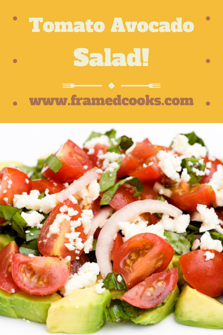 Tomatoes, avocados, onions and cheese all team up for the perfect summertime salad. Tomato avocado salad days, here we come!