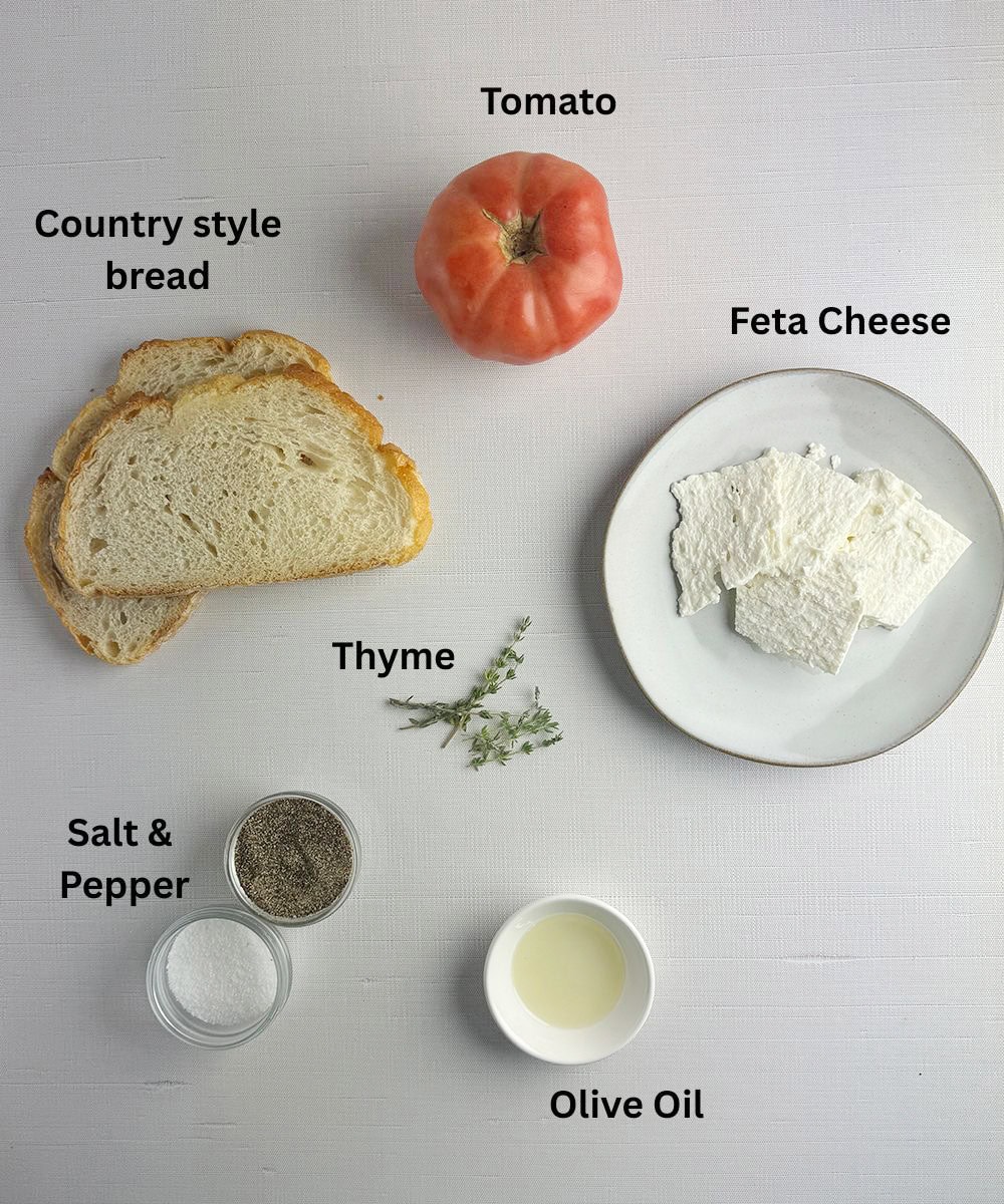 Ingredients for tomato feta sandwich. - 1