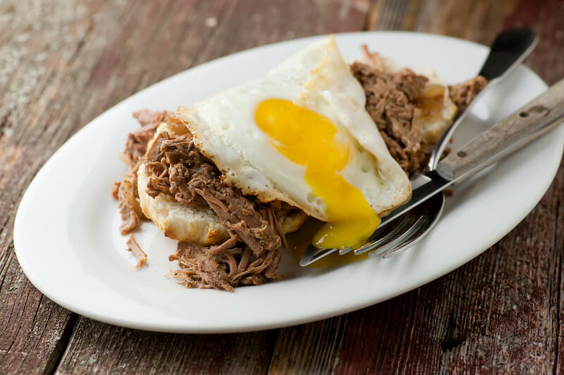 Barbecue Biscuits with Soft Fried Egg Framed Cooks