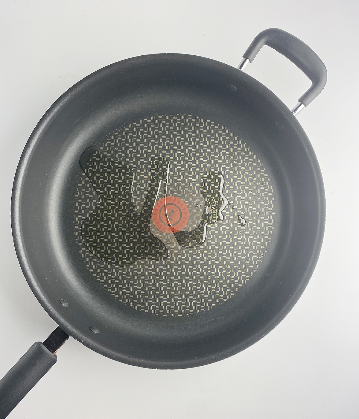 Vegetable oil in a frying pan.