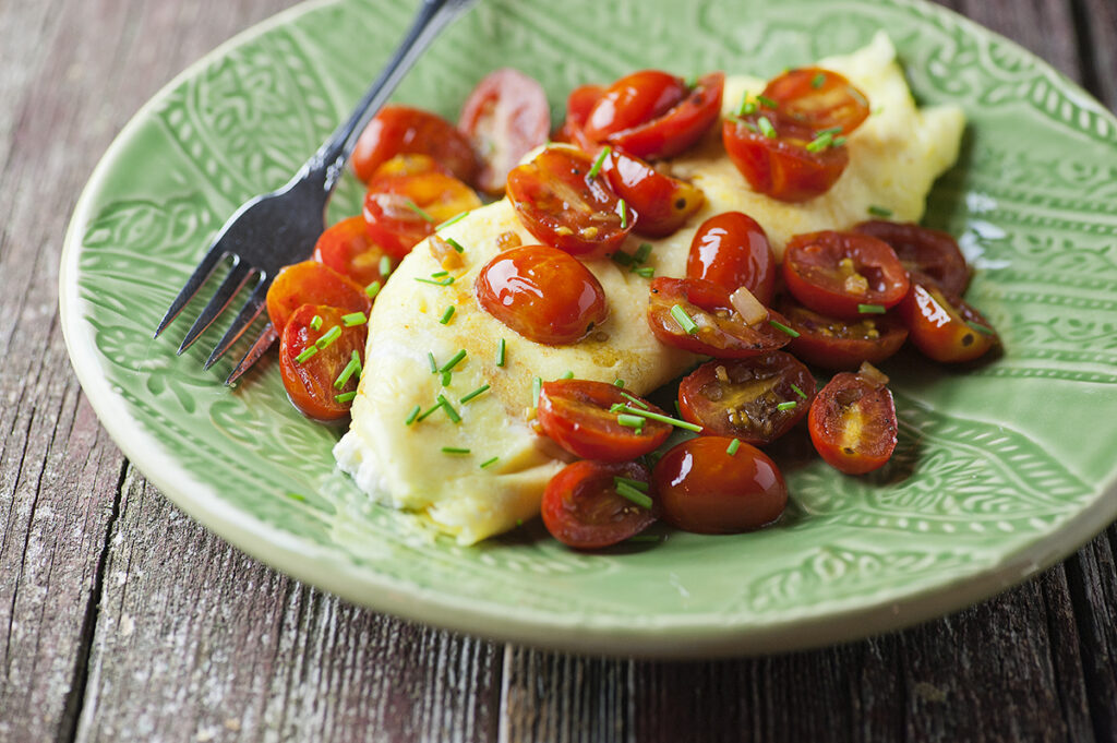 Ricotta omelet on a plate.
